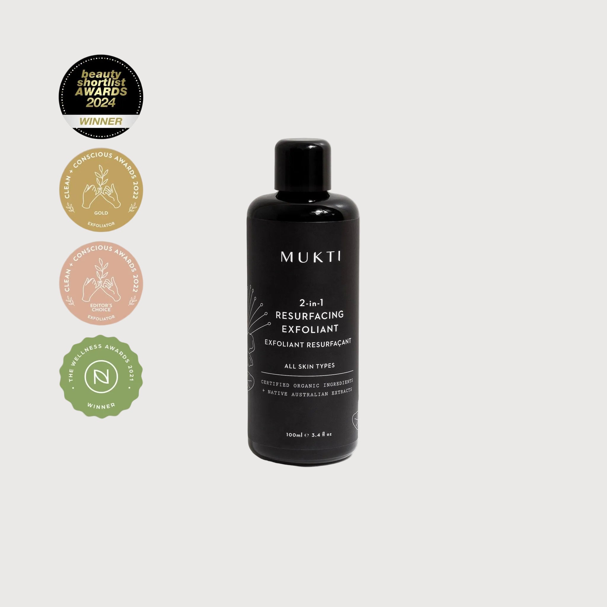 Mukti 2-in-1 Resurfacing Exfoliant | 100ml