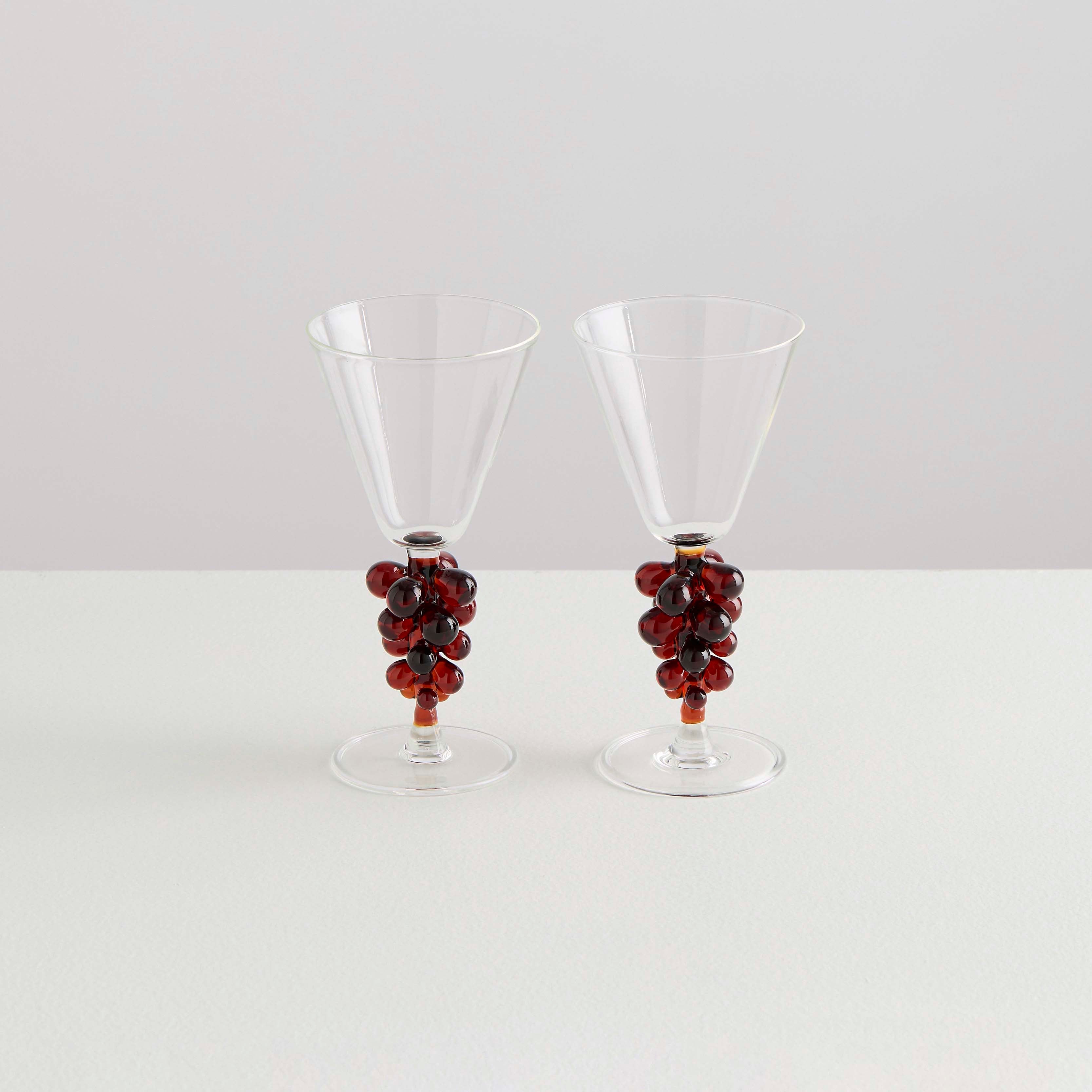 Maison Balzac 2 Bordeaux Wine Glasses | Clear & Amber