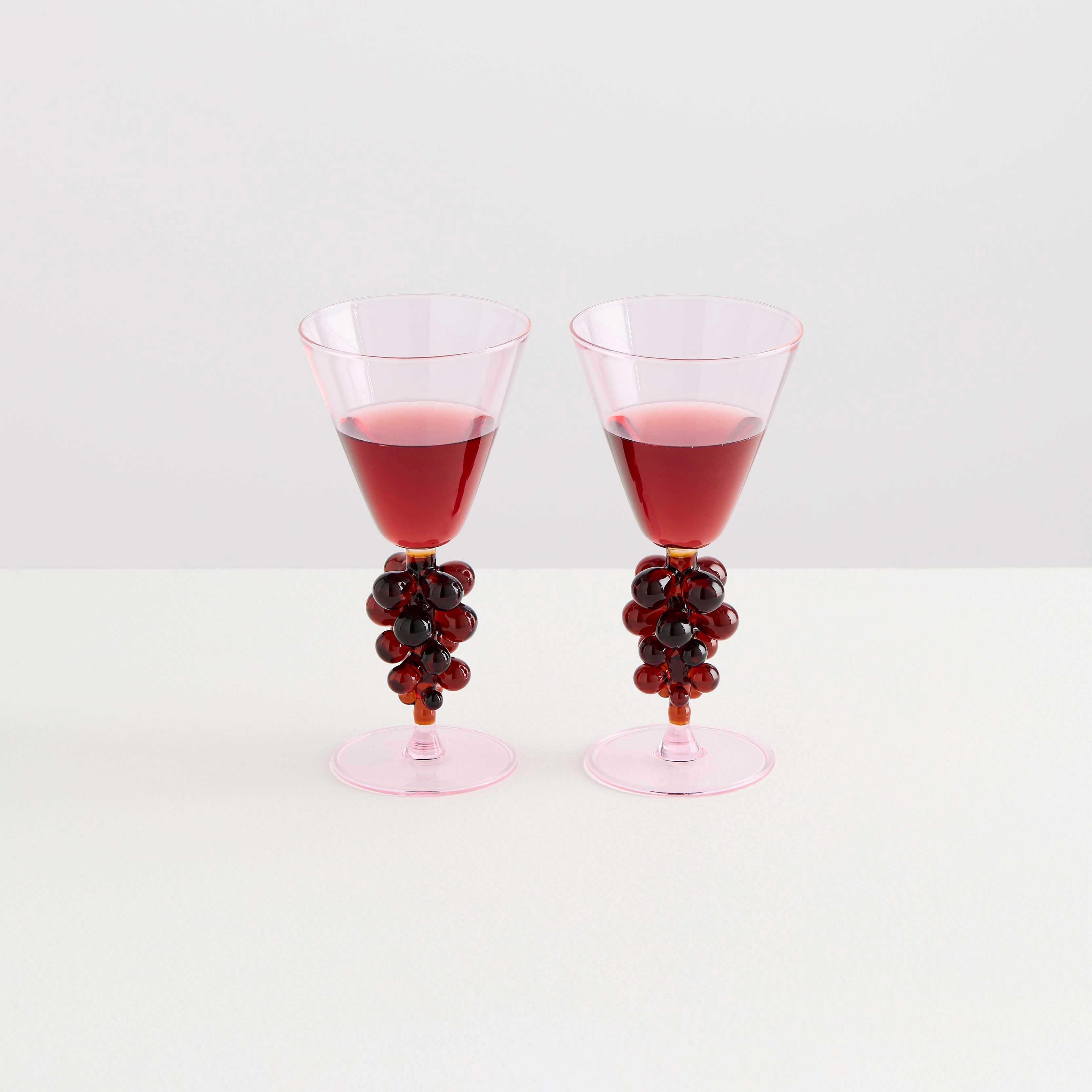 2 Bordeaux Wine Glasses | Pink & Amber
