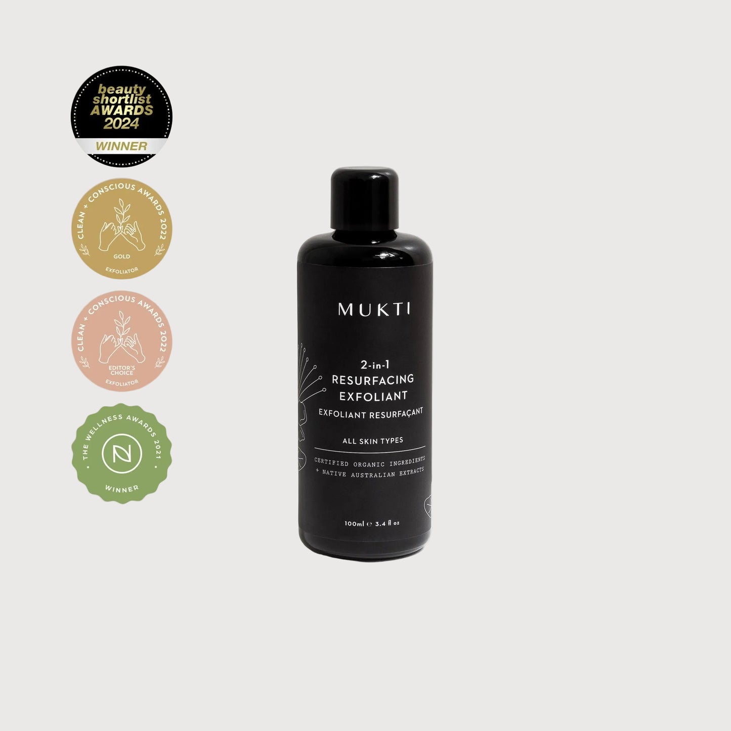 Mukti 2-in-1 Resurfacing Exfoliant | 100ml