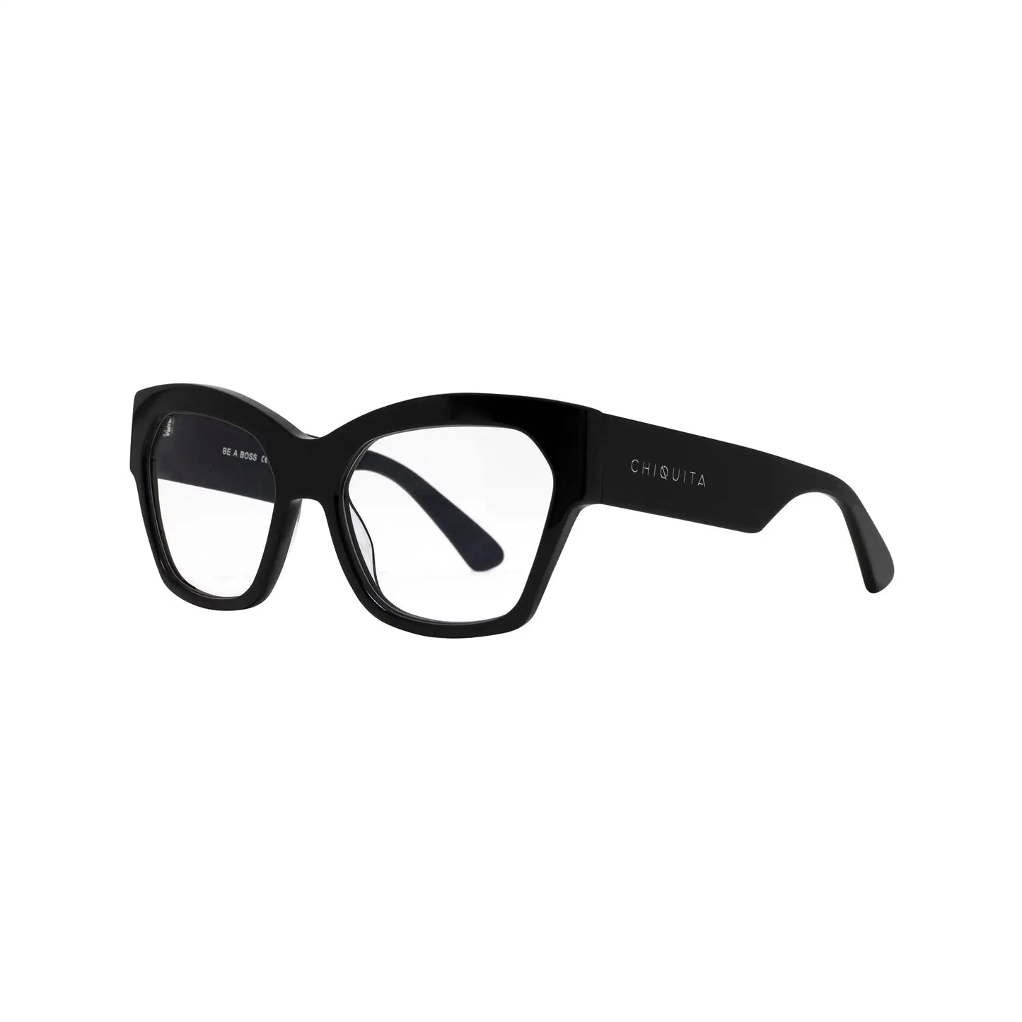 Chiquita The BOSS Shiny Black - Blue  Light Eyewear