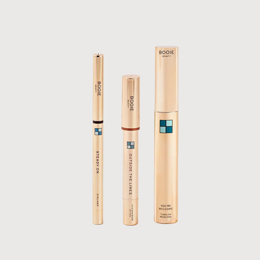 Three Boooie eyeliner products on a white background