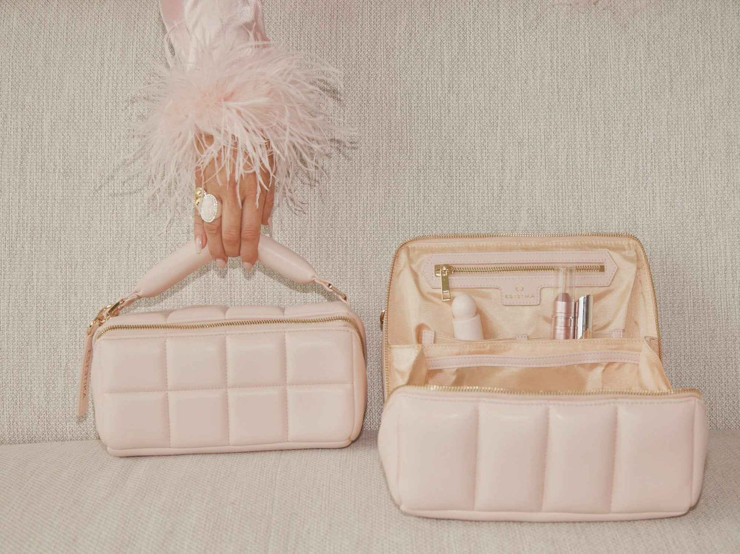 Estetika Blush Pink Makeup Bag Bundle for Stylish Organization