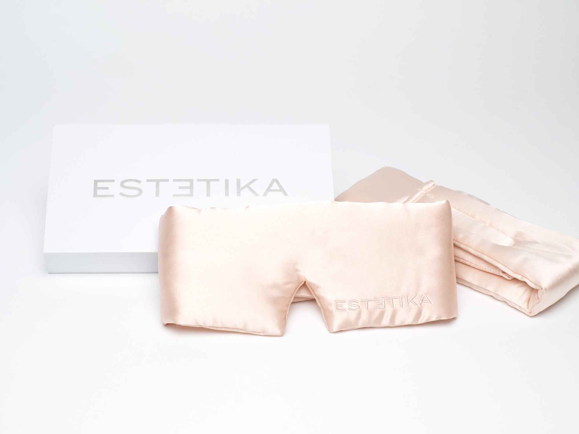 Cooling Blush Pink Silk Wide Eye Mask With Gift Box
