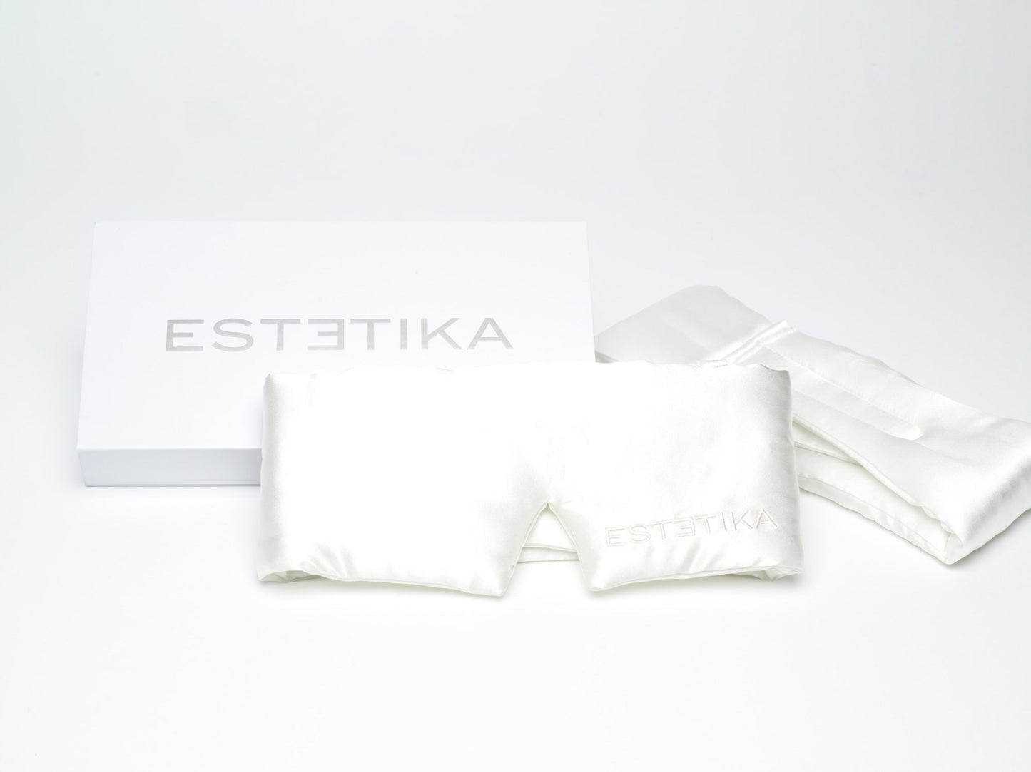 Estetika Cooling Ivory White Silk Wide Eye Mask With Gift Box
