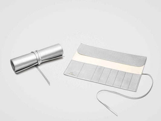 Silver Makeup Brush Holder Roll for Organised Beauty Essentials