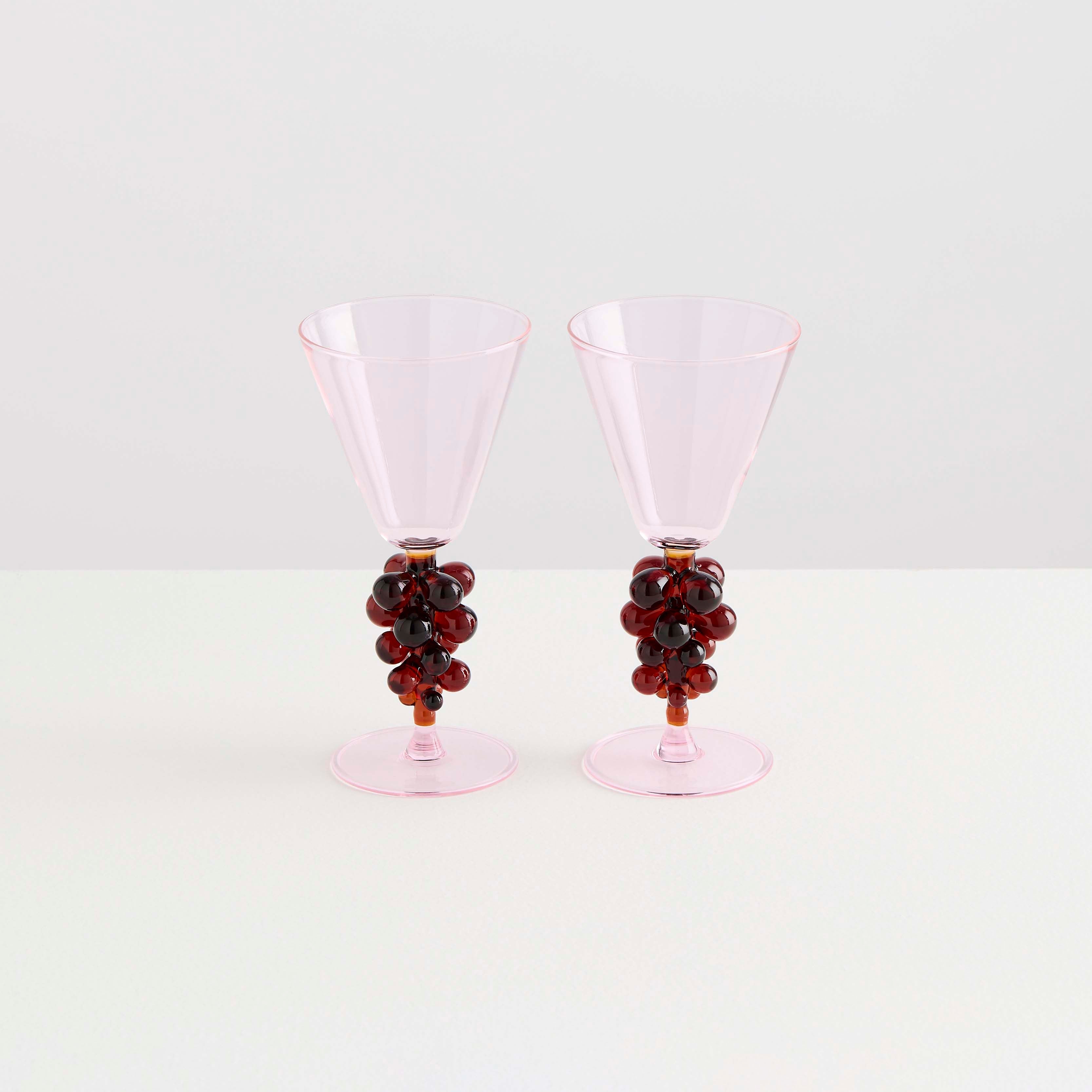 2 Bordeaux Wine Glasses | Pink & Amber
