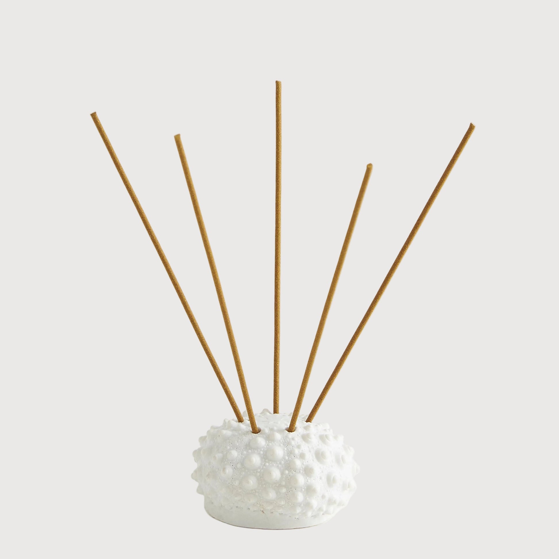 White diffuser with wooden sticks on a light gray background