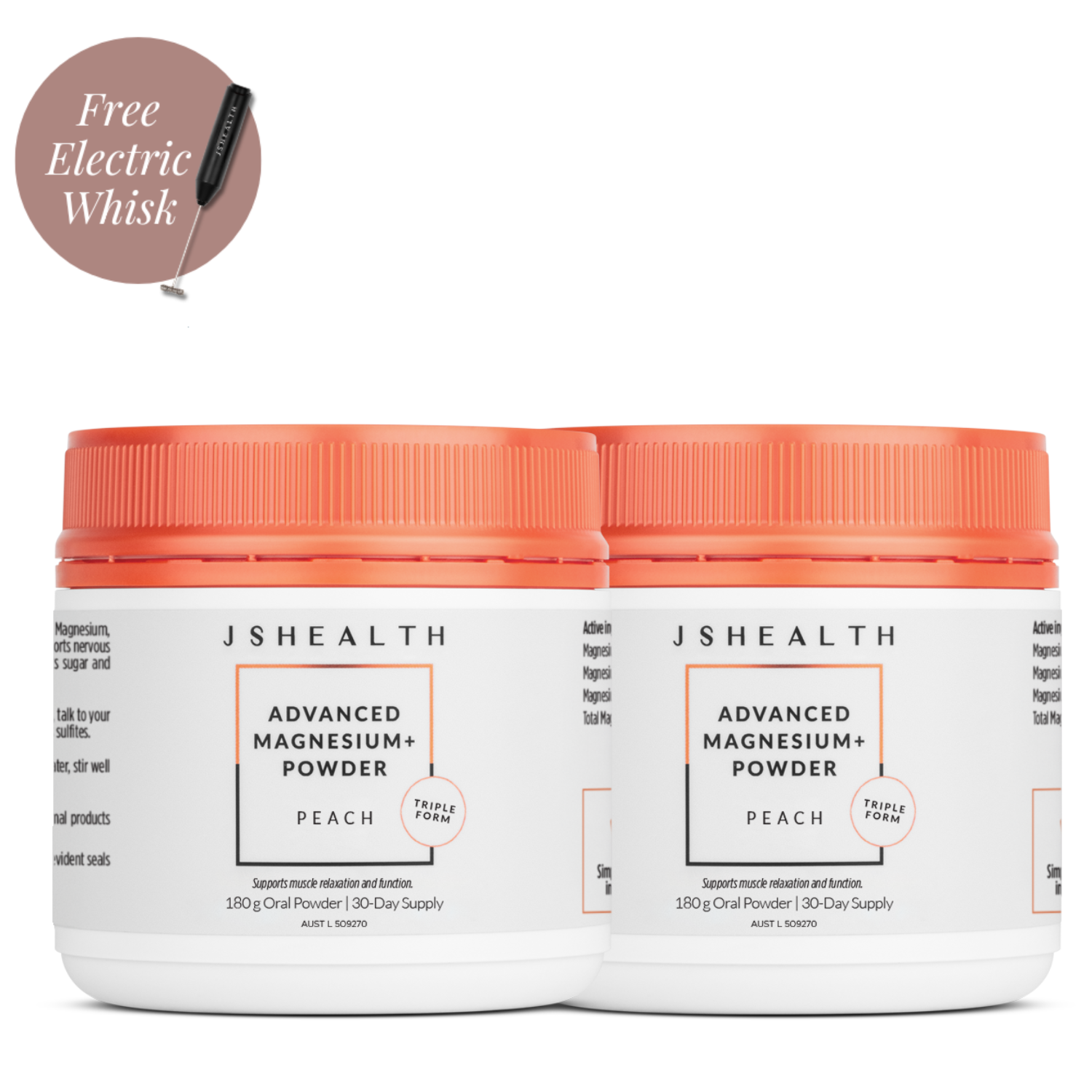 JSHealth Vitamins Au Advanced Magnesium+ Powder - Peach