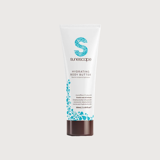 Tube of Sunescape hydrating body butter on a white background