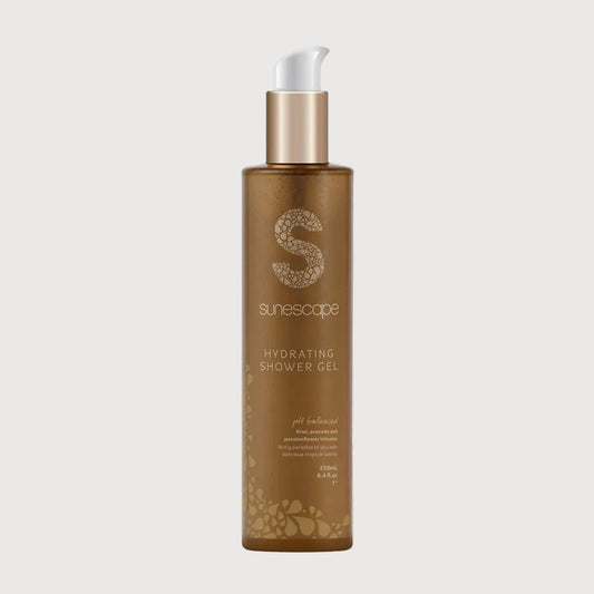 Sunescape hydrating shower gel bottle on a white background