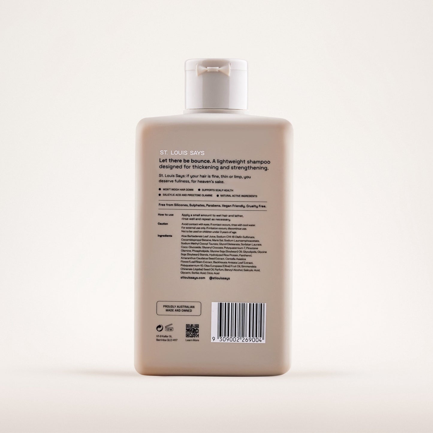 Shampoo bottle with label on a white background