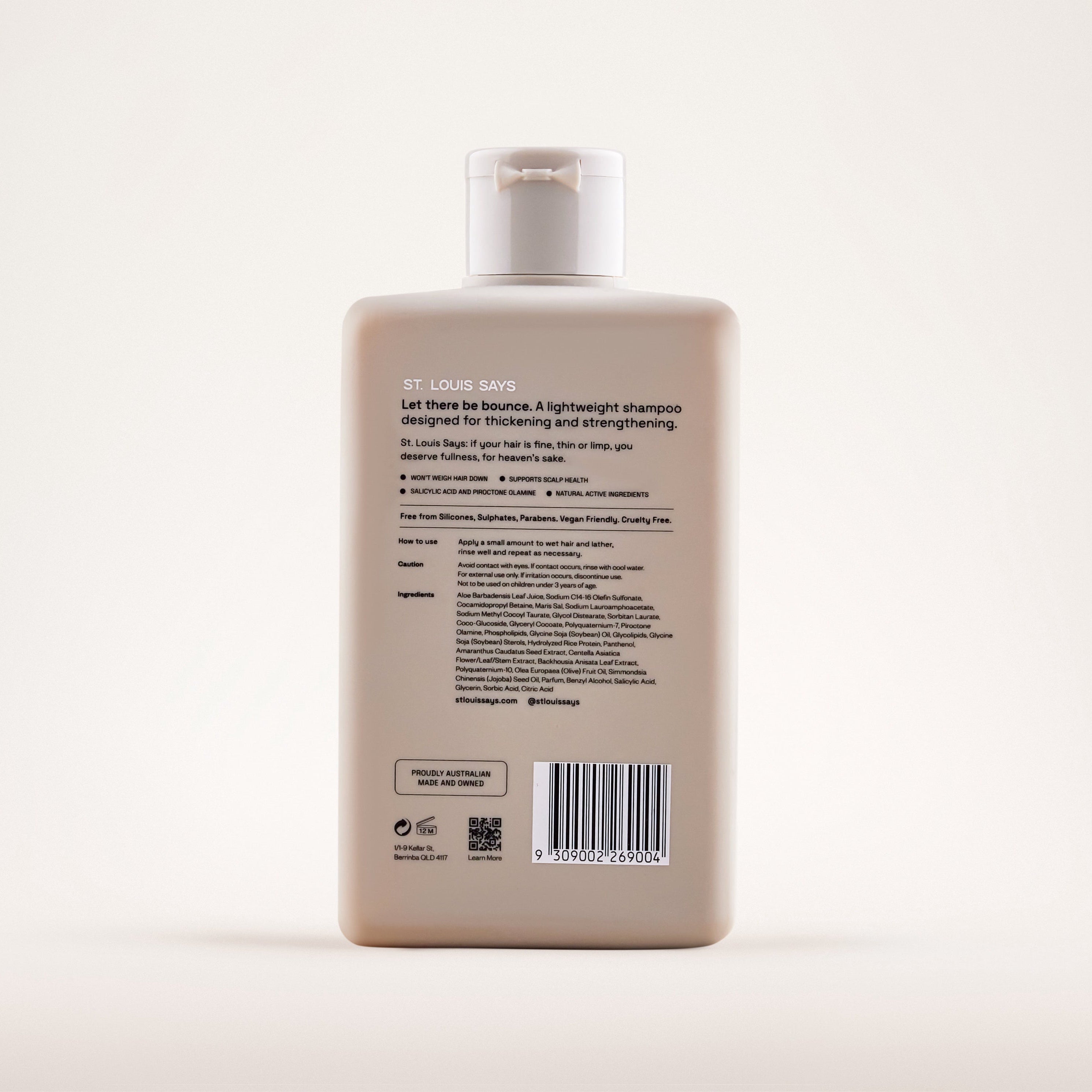 Shampoo bottle with label on a white background