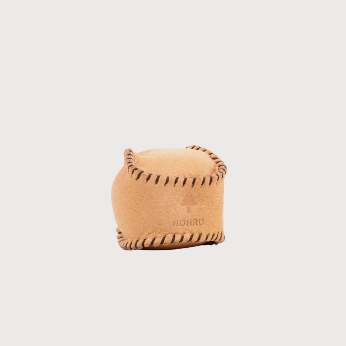 Leather dog toy with 'Nobby' branding on a white background