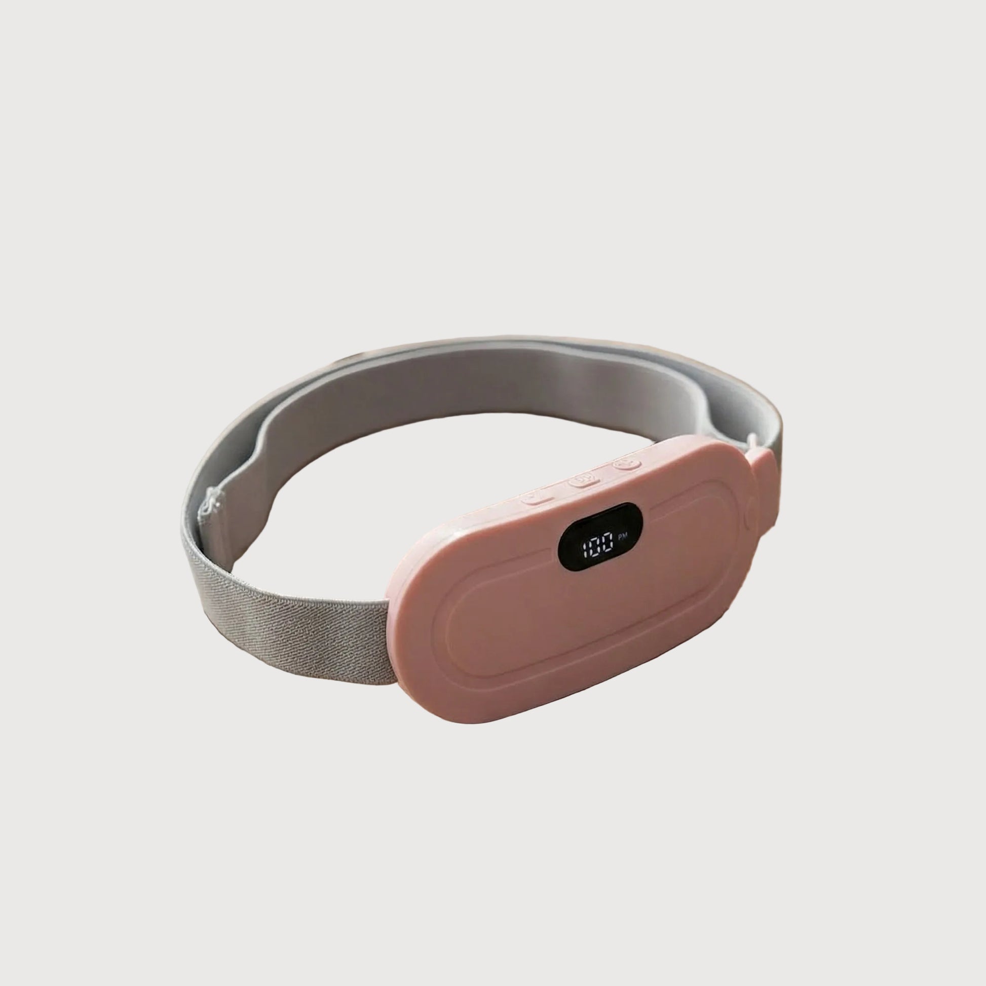 Pink and gray electronic device on a wooden surface